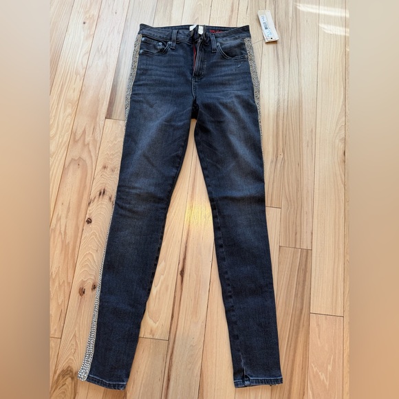 Alice + Olivia Denim - Alice & Olivia Washed Black Rhinestone Embellished Skinny Jeans NWT!